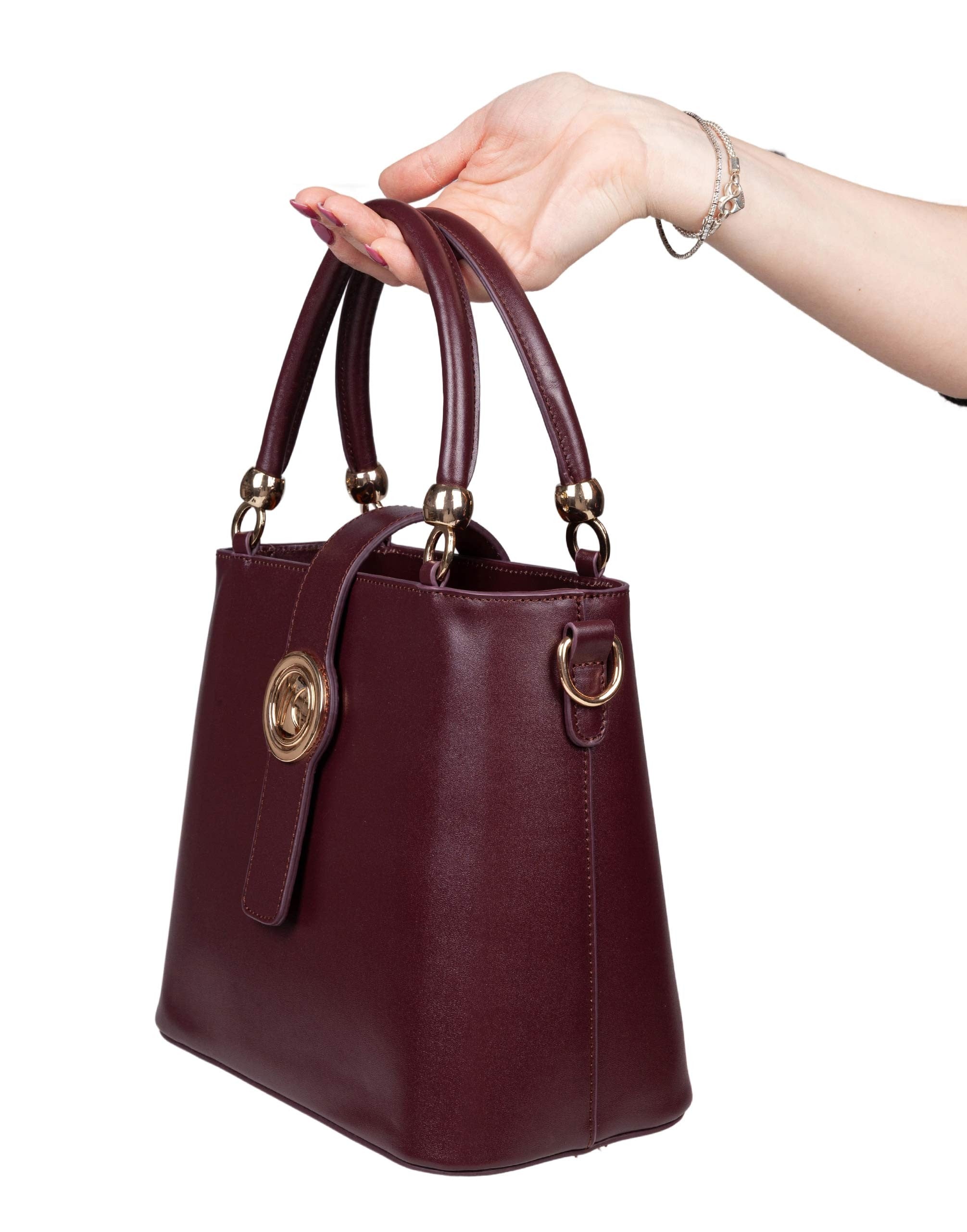MARCO CASTELLI AGAPE HANDBAG IN BURGUNDY LEATHER