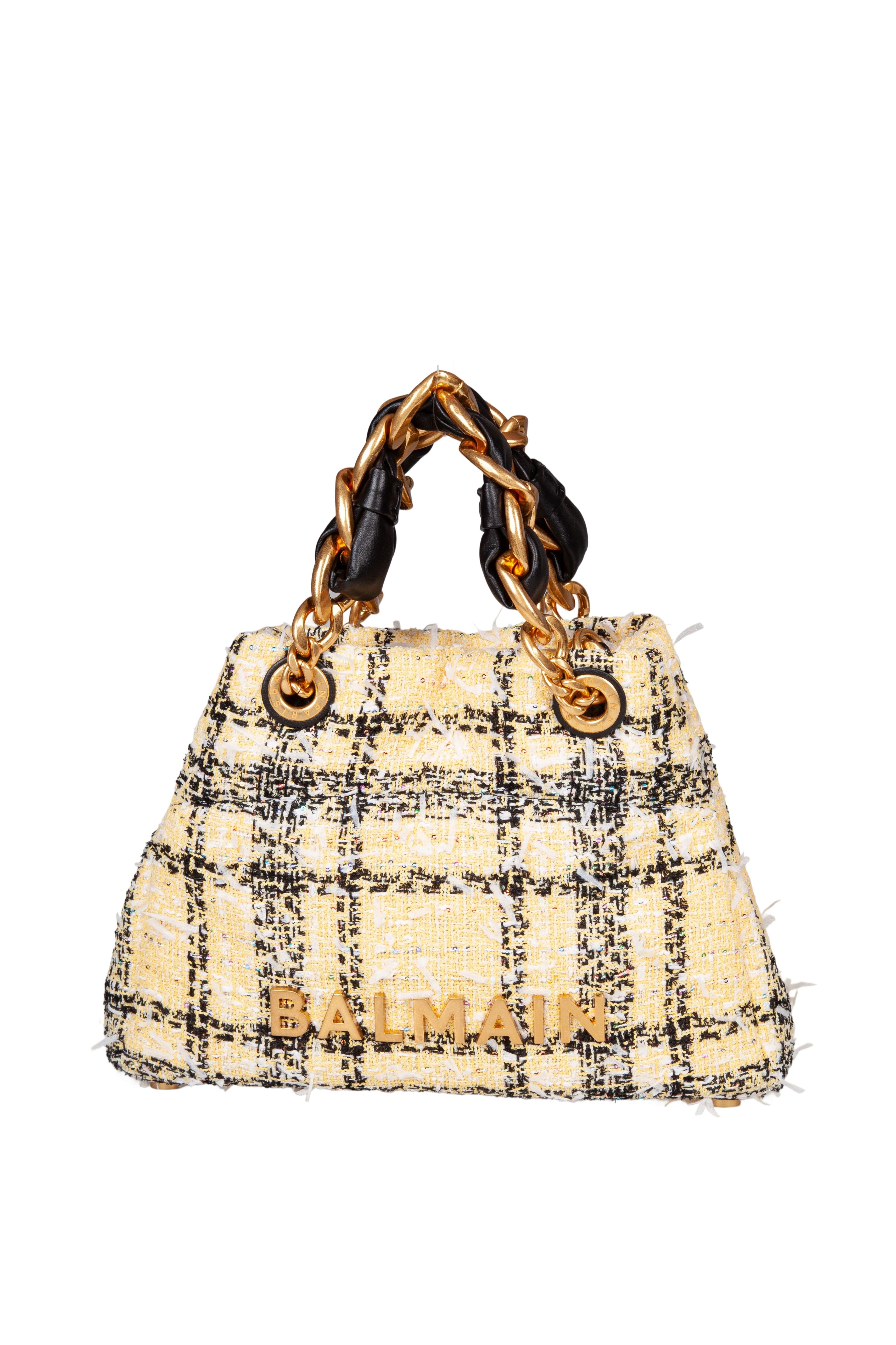 BALMAIN BORSA SHOPPING 1945 SOFT CABAS SMALL IN TARTAN