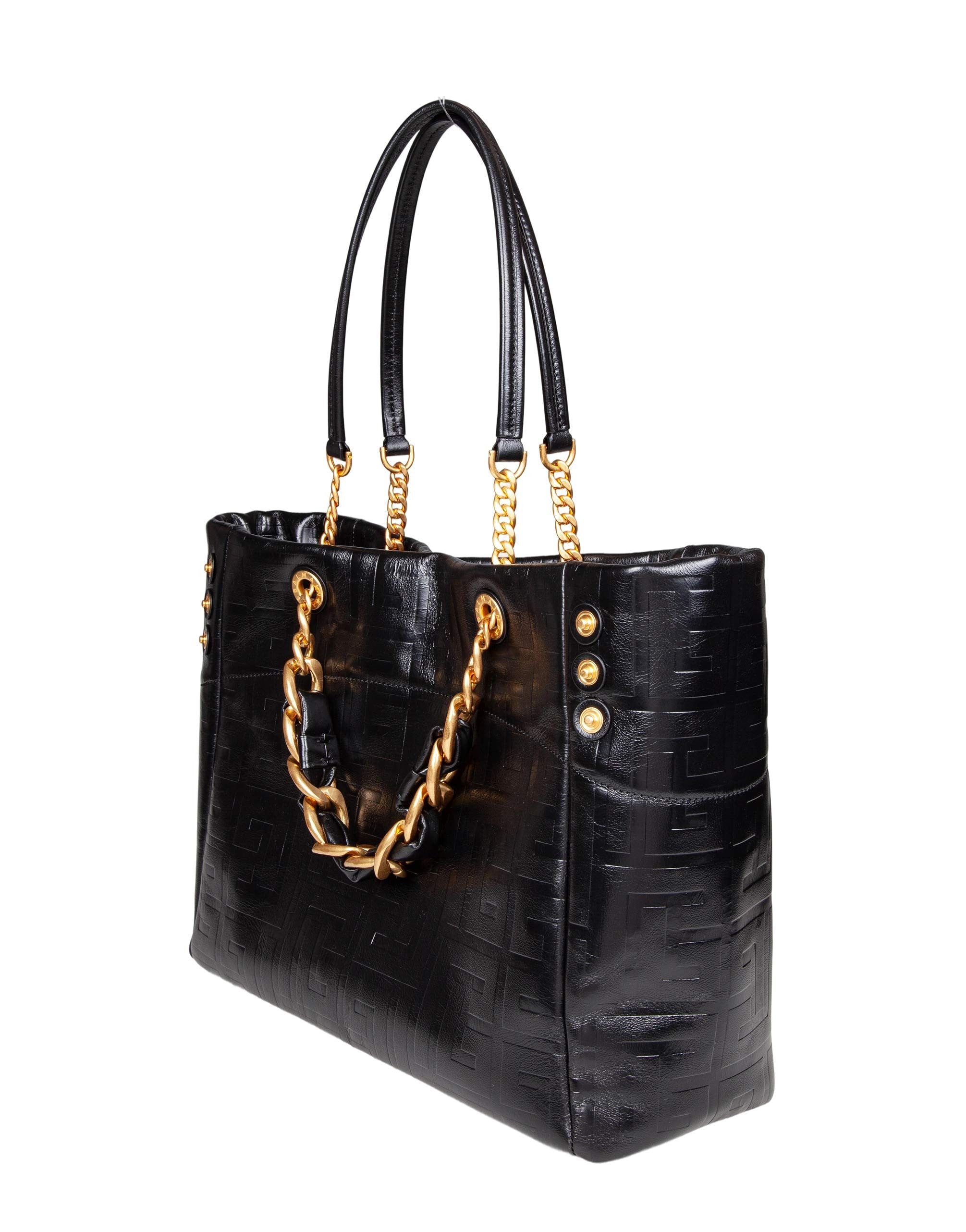 BALMAIN 1945 SOFT CABAS SHOPPING BAG IN BLACK LEATHER