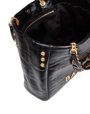 BALMAIN 1945 SOFT CABAS SHOPPING BAG IN BLACK LEATHER
