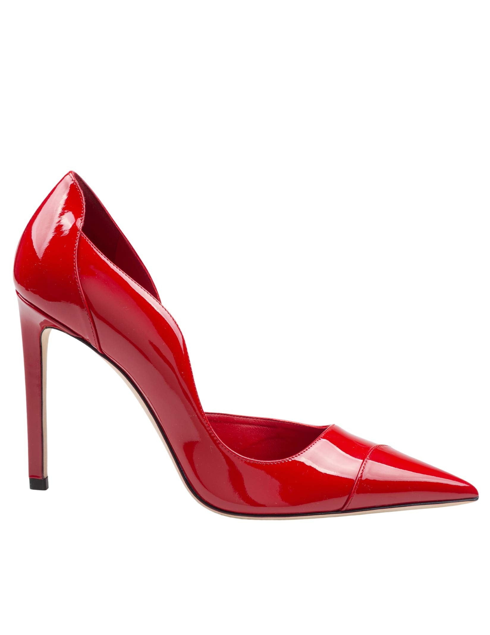 JIMMY CHOO BRIGITTE 100 PATENT LEATHER PUMP IN RUBY RED