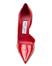 JIMMY CHOO BRIGITTE 100 PATENT LEATHER PUMP IN RUBY RED