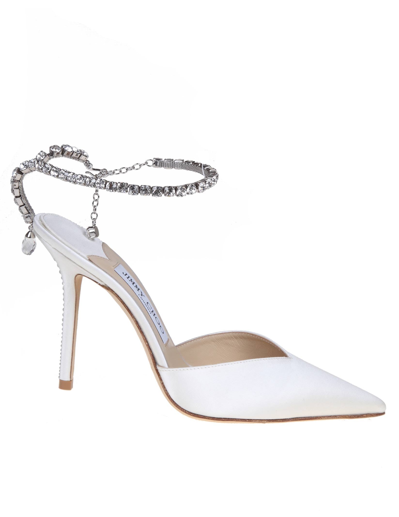 JIMMY CHOO SLINGBACK SAEDA BBD 100 IN RASO COLORE BIANCO