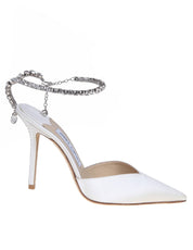 JIMMY CHOO SLINGBACK SAEDA BBD 100 IN RASO COLORE BIANCO