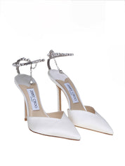 JIMMY CHOO SLINGBACK SAEDA BBD 100 IN RASO COLORE BIANCO
