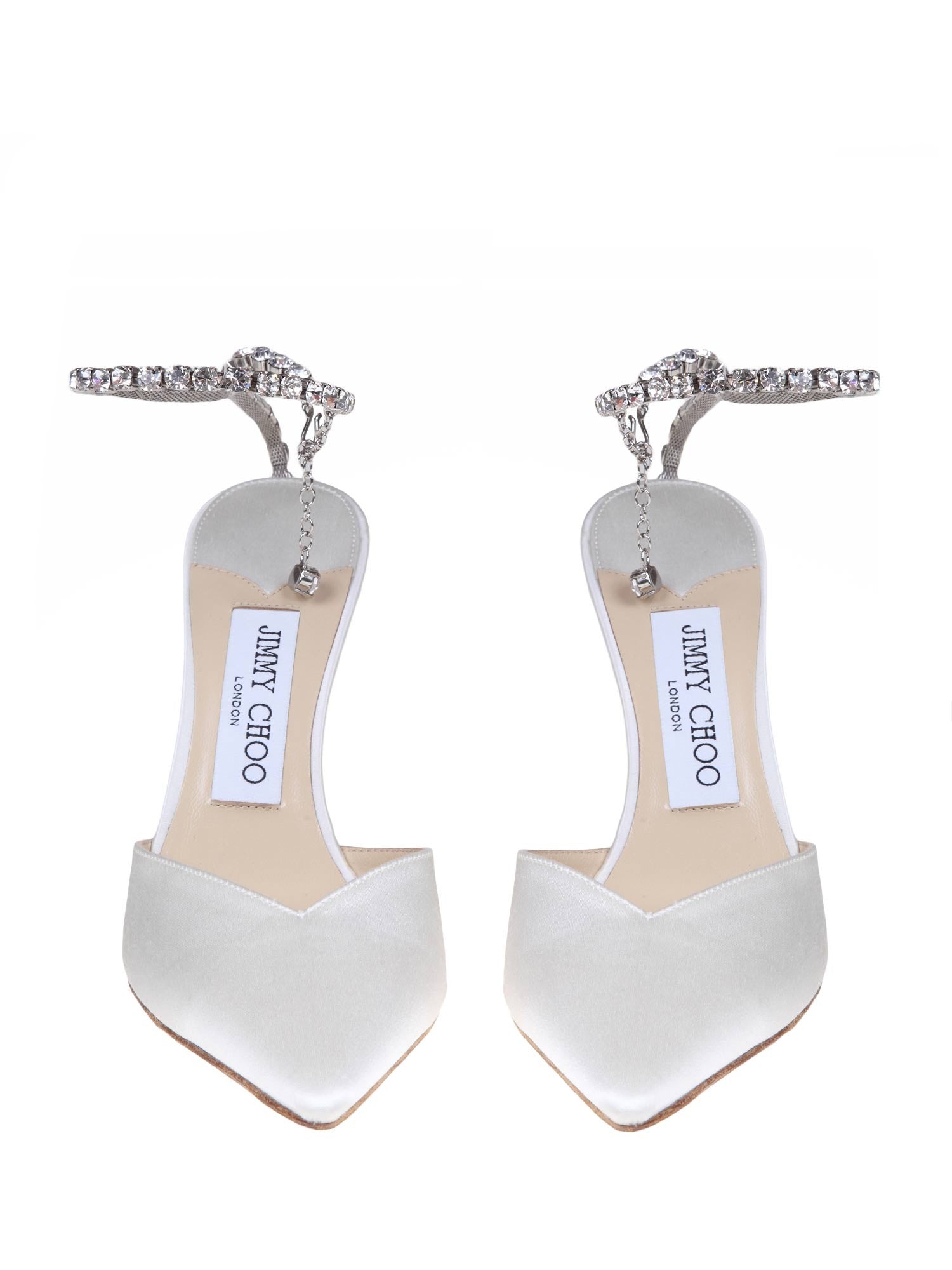 JIMMY CHOO SLINGBACK SAEDA BBD 100 IN RASO COLORE BIANCO