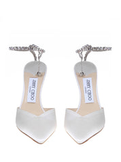 JIMMY CHOO SLINGBACK SAEDA BBD 100 IN RASO COLORE BIANCO