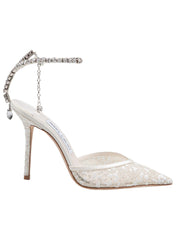 JIMMY CHOO SLINGBACK SAEDA 100 BGB  IN MESH CON MICRO CRISTALLI APPLICATI