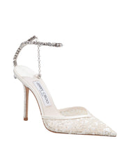 JIMMY CHOO SLINGBACK SAEDA 100 BGB  IN MESH CON MICRO CRISTALLI APPLICATI