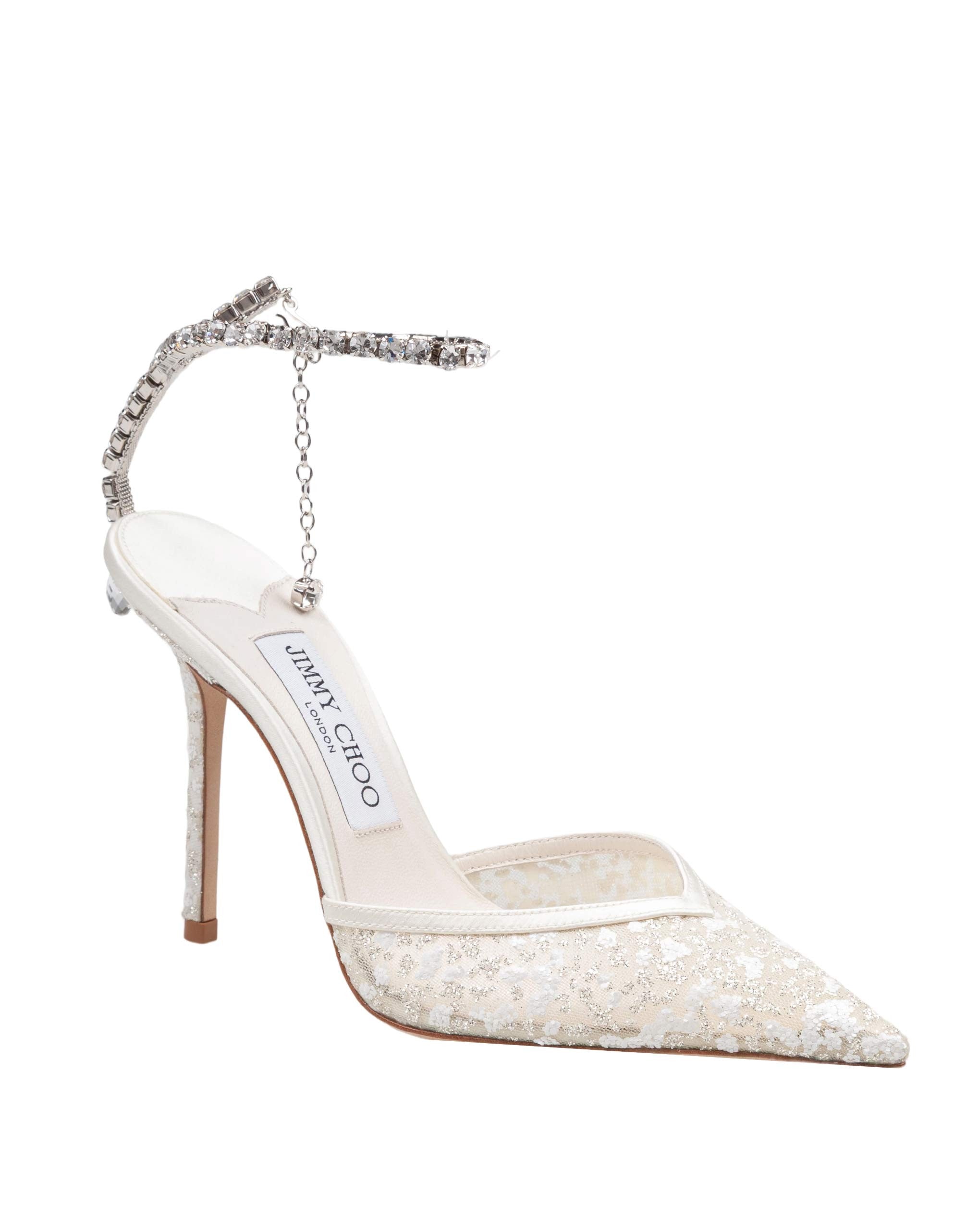 JIMMY CHOO SLINGBACK SAEDA 100 BGB  IN MESH CON MICRO CRISTALLI APPLICATI
