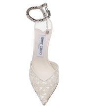 JIMMY CHOO SLINGBACK SAEDA 100 BGB  IN MESH CON MICRO CRISTALLI APPLICATI