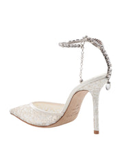 JIMMY CHOO SLINGBACK SAEDA 100 BGB  IN MESH CON MICRO CRISTALLI APPLICATI