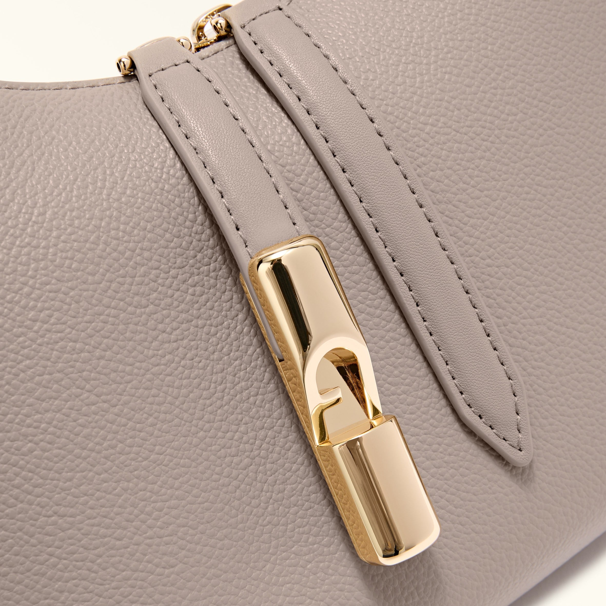 FURLA DROP S LINEN LEATHER SHOULDER BAG
