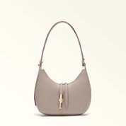 FURLA DROP S LINEN LEATHER SHOULDER BAG