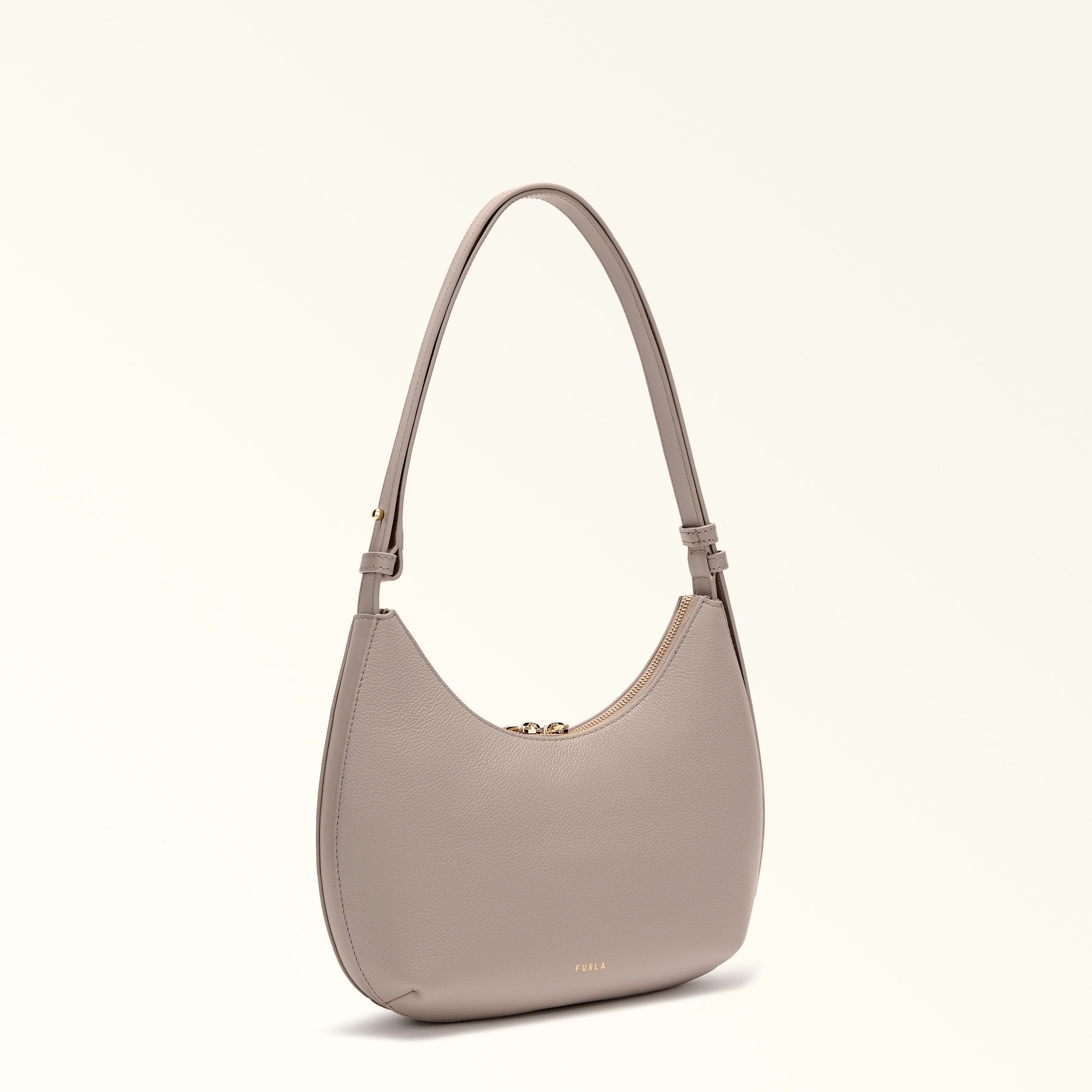 FURLA DROP S LINEN LEATHER SHOULDER BAG