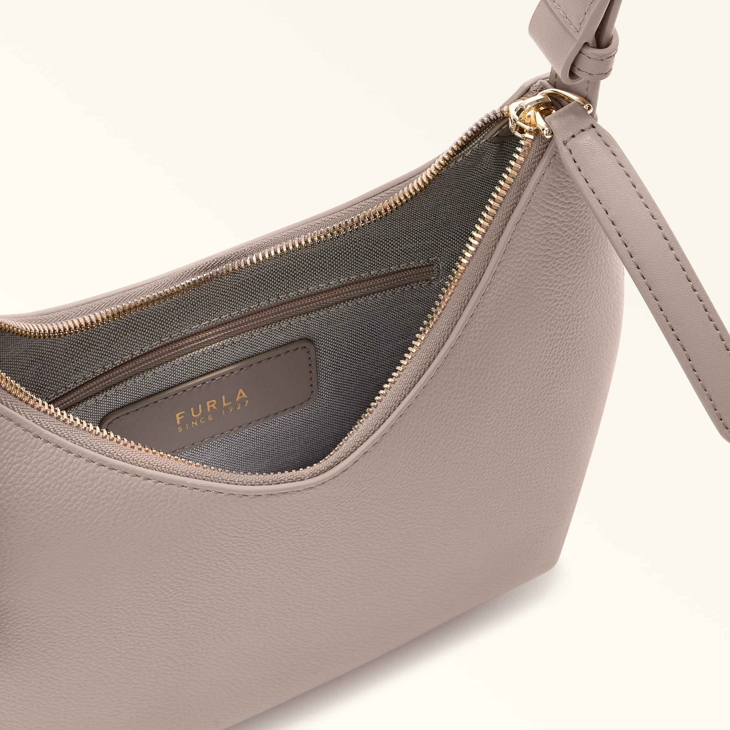 FURLA DROP S LINEN LEATHER SHOULDER BAG