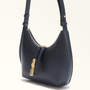 FURLA GOCCIA S LEATHER SHOULDER BAG, BLUE