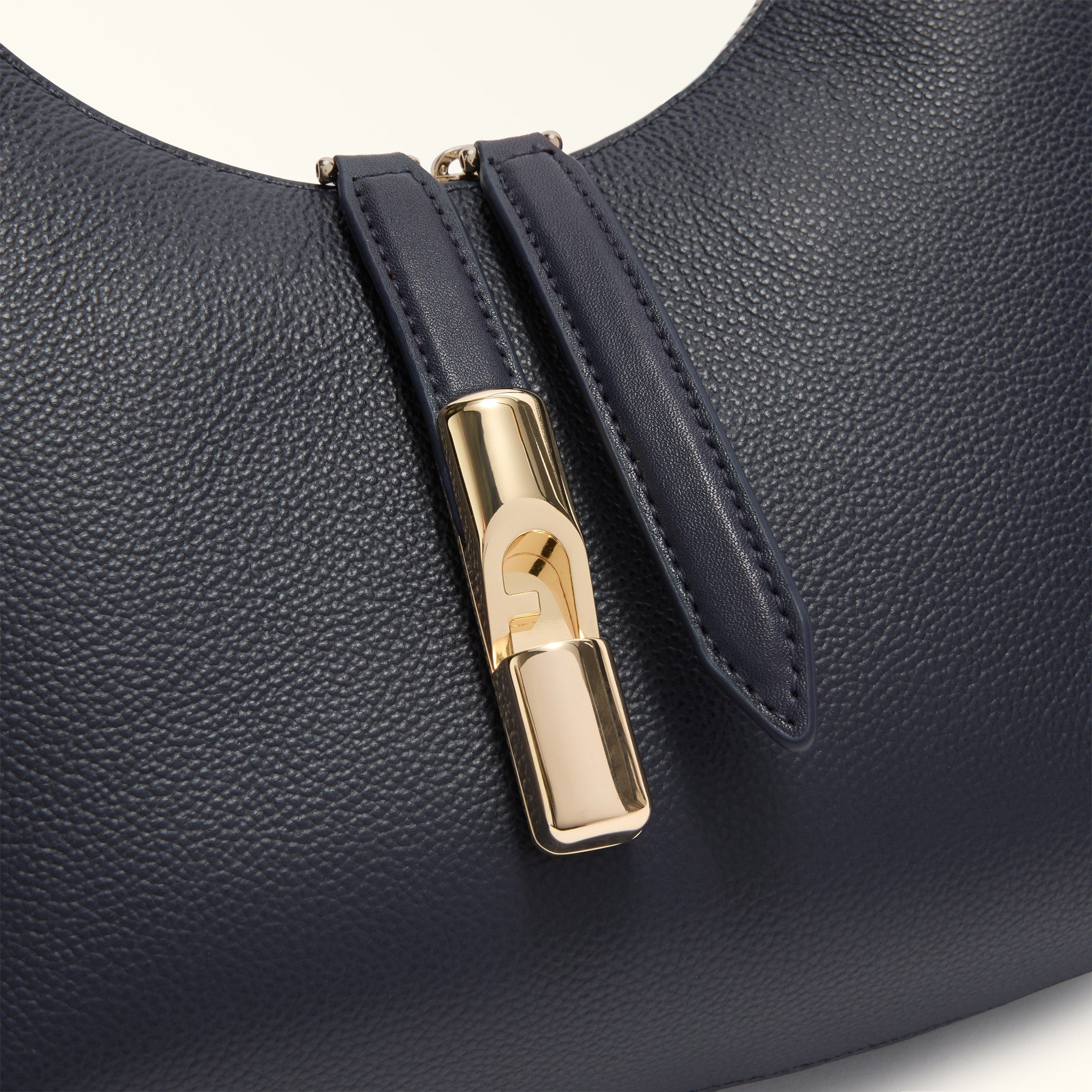 FURLA GOCCIA S LEATHER SHOULDER BAG, BLUE
