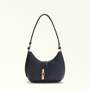 FURLA GOCCIA S LEATHER SHOULDER BAG, BLUE
