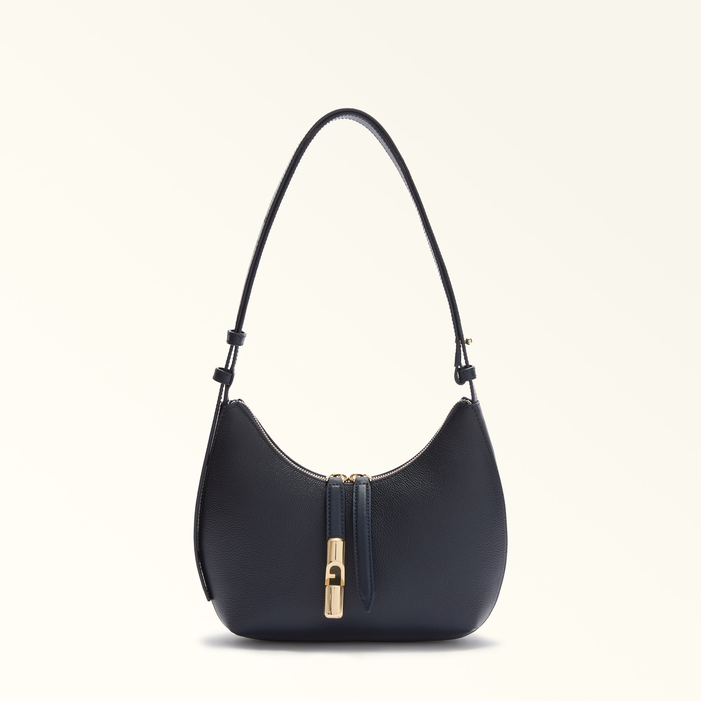FURLA GOCCIA S LEATHER SHOULDER BAG, BLUE