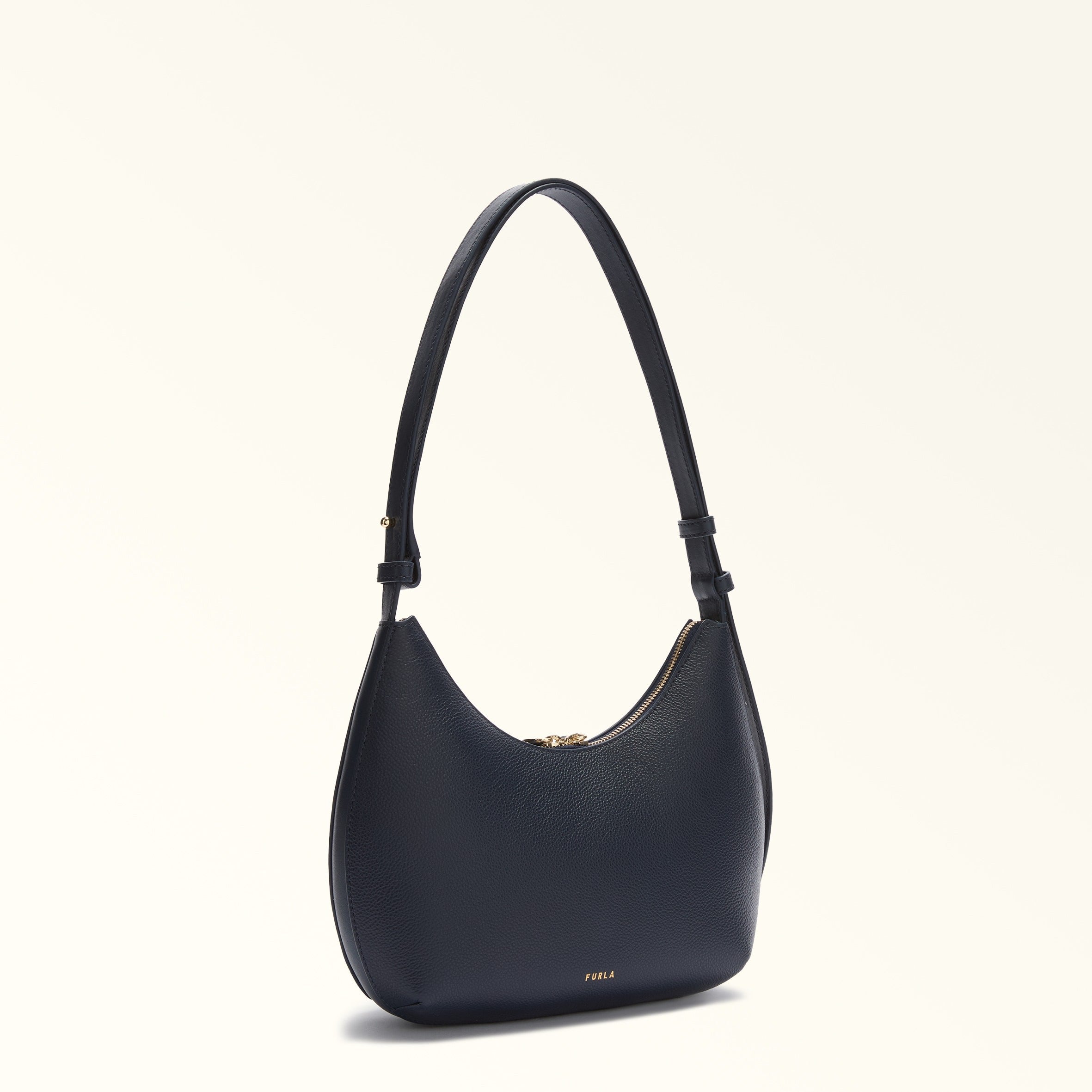 FURLA GOCCIA S LEATHER SHOULDER BAG, BLUE
