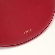 FURLA MOONSTONE S LEATHER SHOULDER BAG, RED