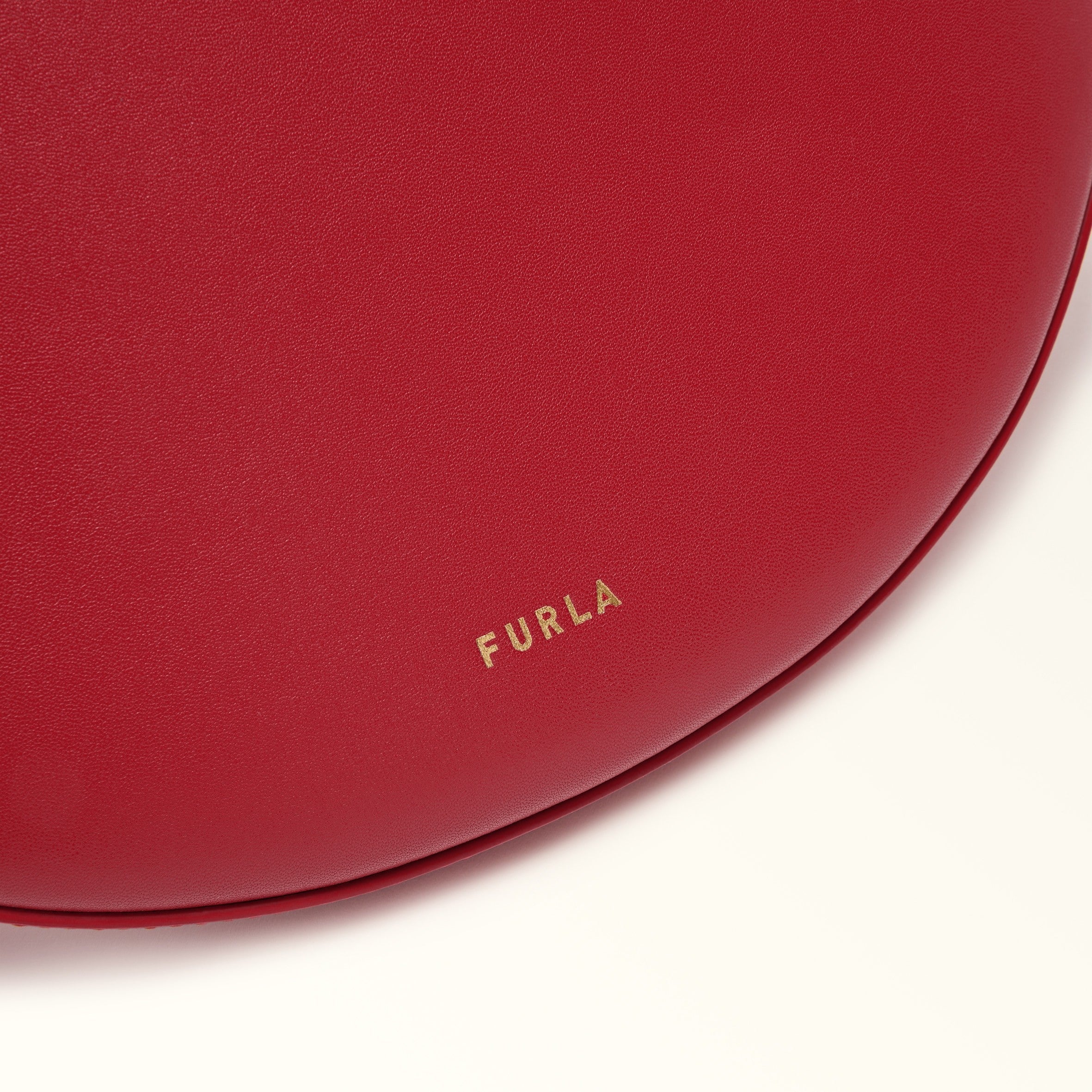 FURLA MOONSTONE S LEATHER SHOULDER BAG, RED