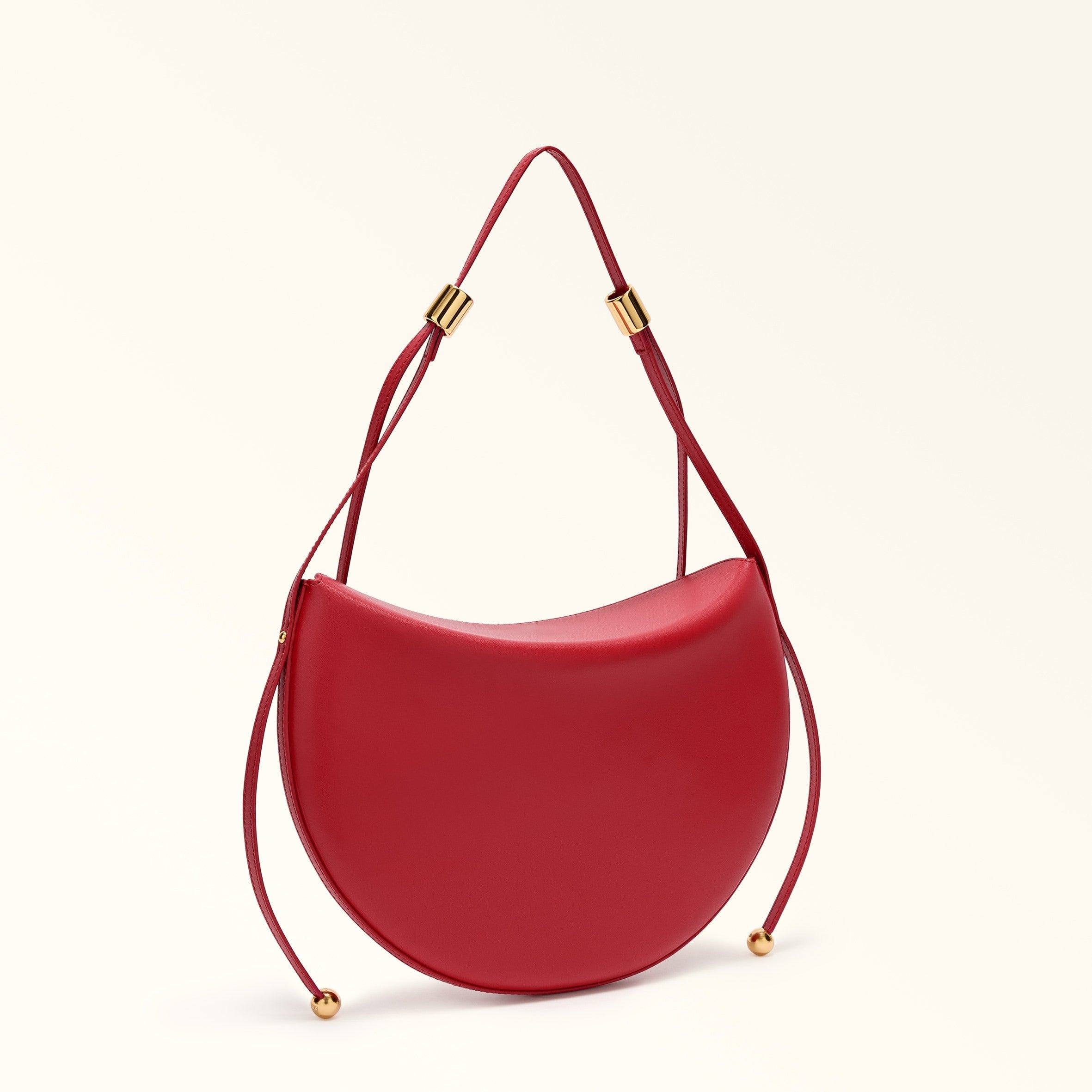 FURLA MOONSTONE S LEATHER SHOULDER BAG, RED