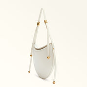 FURLA MOONSTONE S LEATHER SHOULDER BAG, CREAM COLOR