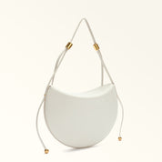 FURLA MOONSTONE S LEATHER SHOULDER BAG, CREAM COLOR