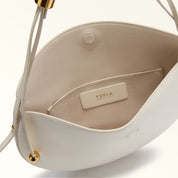 FURLA MOONSTONE S LEATHER SHOULDER BAG, CREAM COLOR
