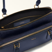 FURLA GIULIA M BOSTON LEATHER SHOULDER BAG, BLUE