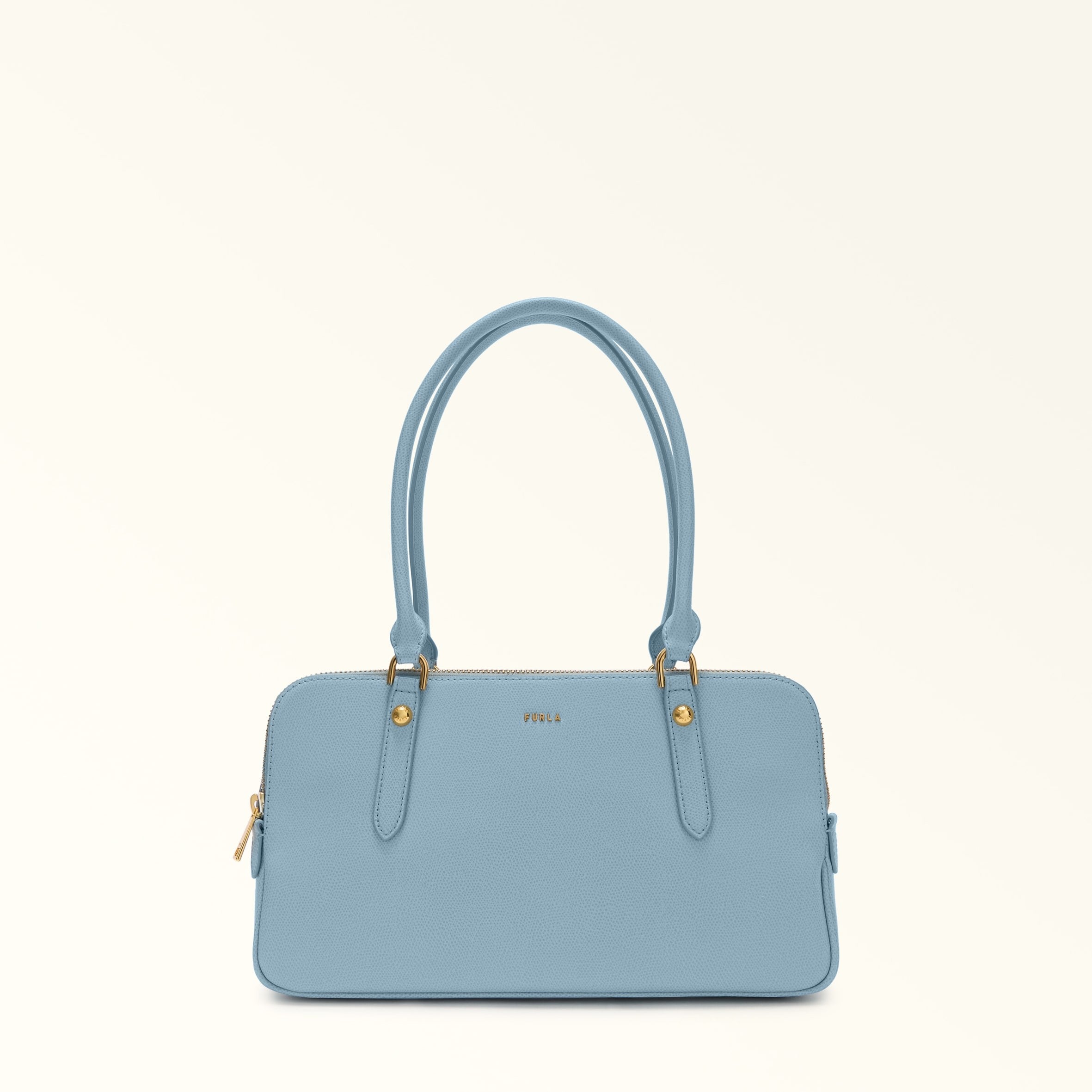 FURLA GIULIA M BOSTON LEATHER SHOULDER BAG, MIDNIGHT BLUE