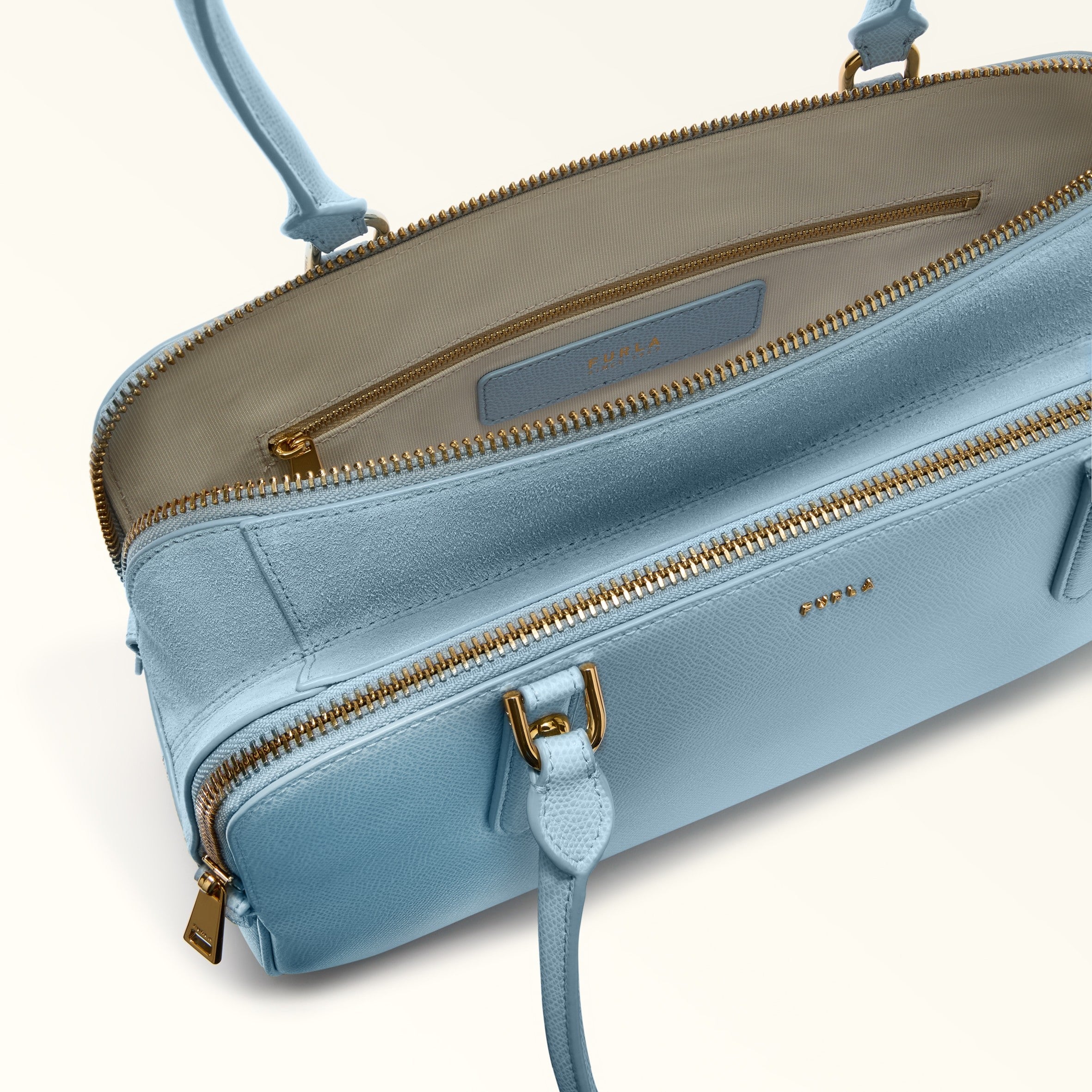 FURLA GIULIA M BOSTON LEATHER SHOULDER BAG, MIDNIGHT BLUE