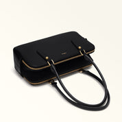 FURLA GIULIA M BOSTON LEATHER SHOULDER BAG, BLACK
