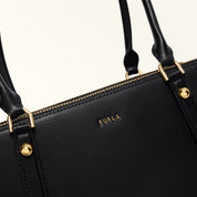 FURLA GIULIA M BOSTON LEATHER SHOULDER BAG, BLACK