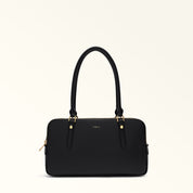FURLA GIULIA M BOSTON LEATHER SHOULDER BAG, BLACK
