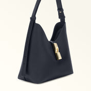 FURLA GOCCIA S LEATHER HOBO BAG, BLUE