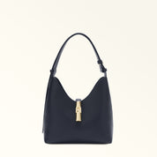 FURLA GOCCIA S LEATHER HOBO BAG, BLUE