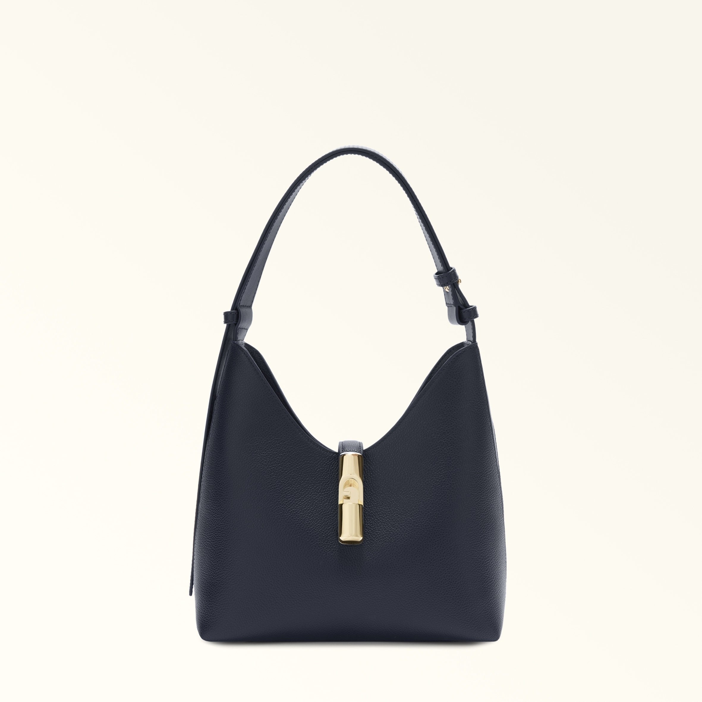 FURLA GOCCIA S LEATHER HOBO BAG, BLUE