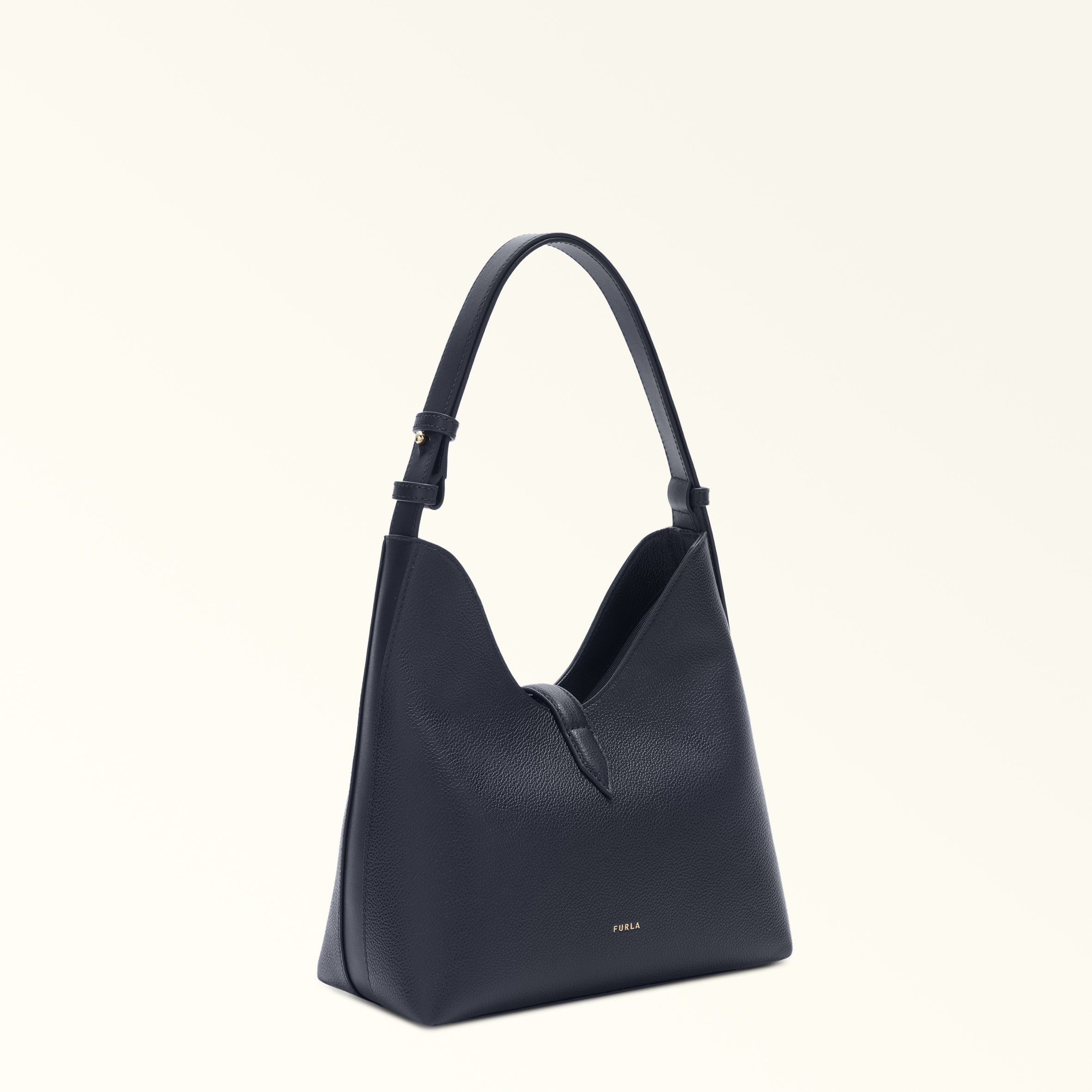 FURLA GOCCIA S LEATHER HOBO BAG, BLUE