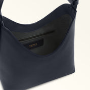 FURLA GOCCIA S LEATHER HOBO BAG, BLUE