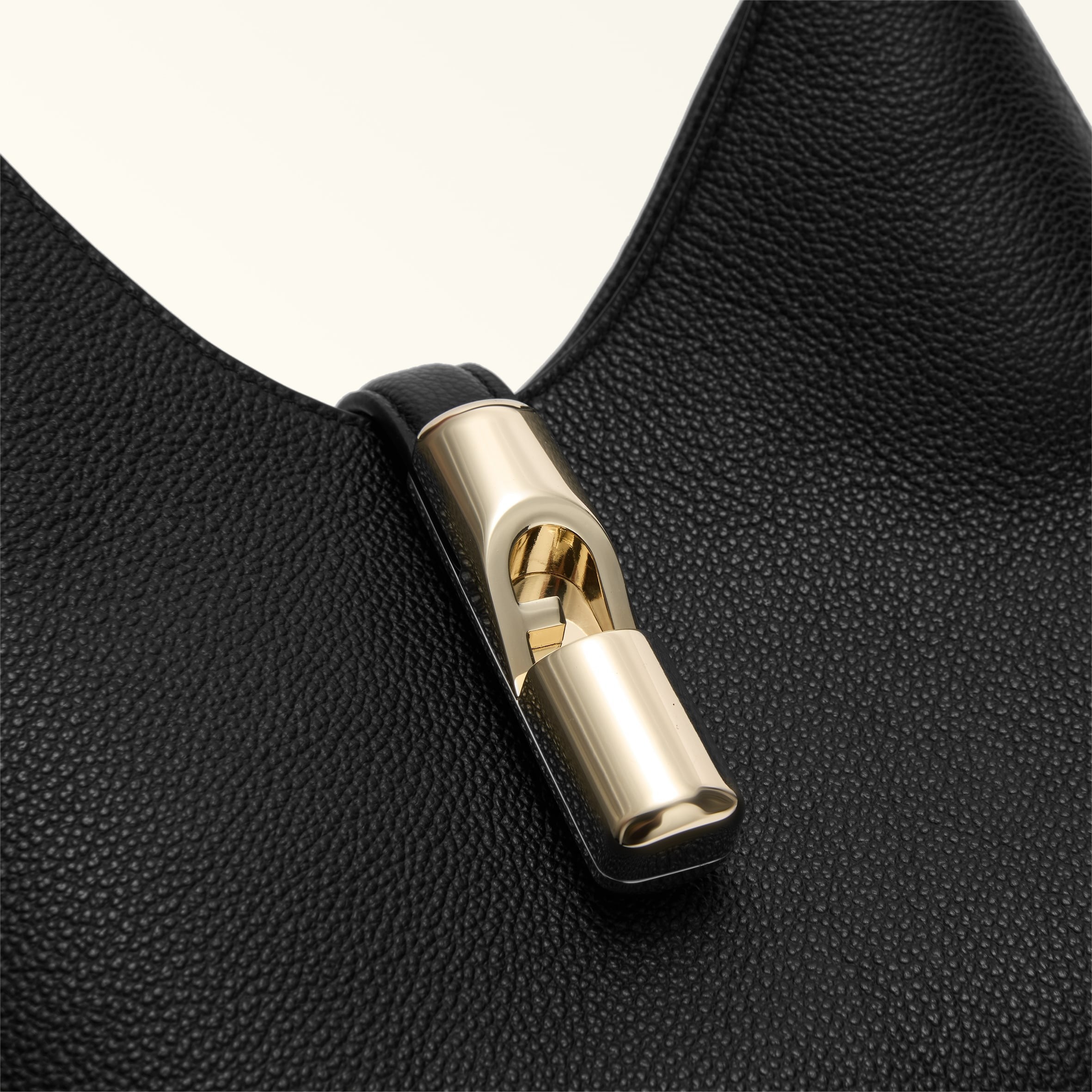 FURLA GOCCIA S LEATHER HOBO BAG, BLACK