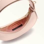 FURLA DELIZIA MINI LEATHER HOBO BAG, PINK