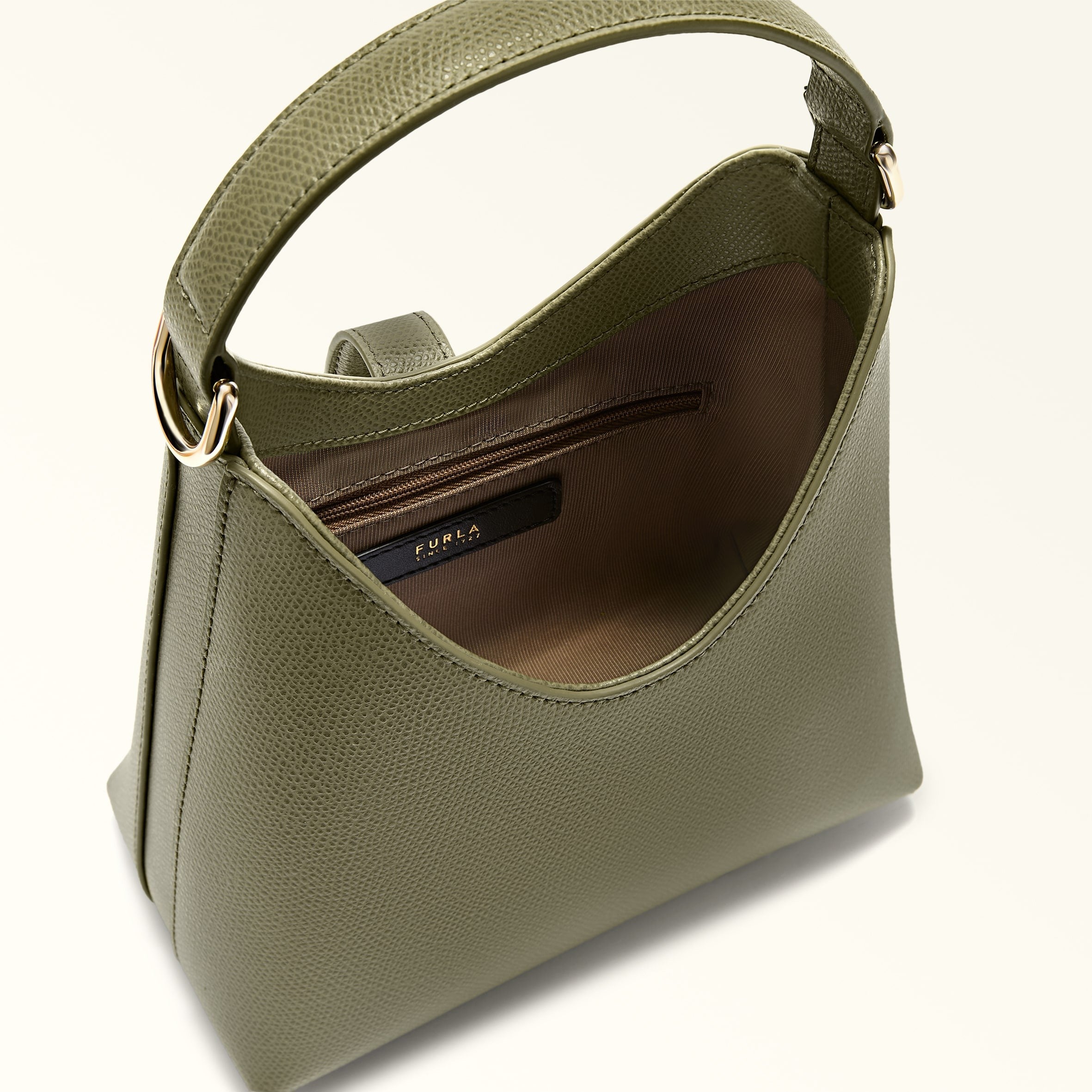 FURLA IRIDE MINI LEATHER BAG, AVOCADO GREEN