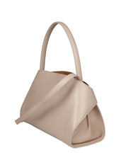 FERRAGAMO HUG SH LEATHER SHOULDER BAG, STONE COLOR