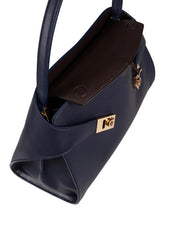 FERRAGAMO HUG SH LEATHER SHOULDER BAG, BLUE