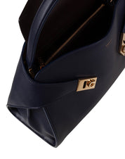 FERRAGAMO HUG SH LEATHER SHOULDER BAG, BLUE