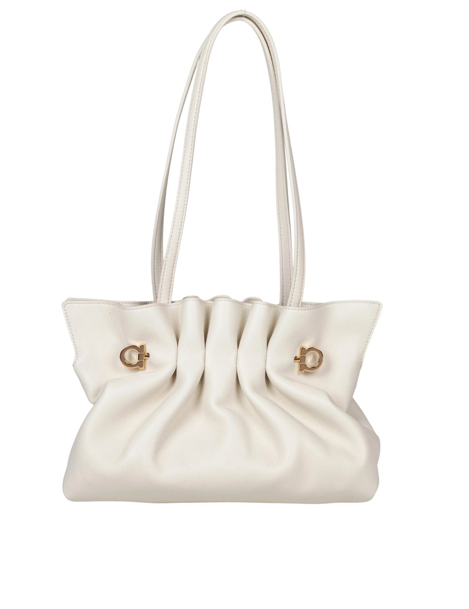 FERRAGAMO BORSA A SPALLA SOFT BAG S IN NAPPA COLORE MASCARPONE