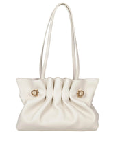 FERRAGAMO BORSA A SPALLA SOFT BAG S IN NAPPA COLORE MASCARPONE